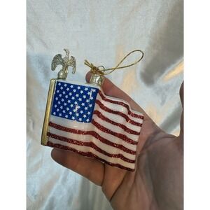 Kurt Adler Noble Gems American Flag  w/ Eagle Americana glass ornament KSA